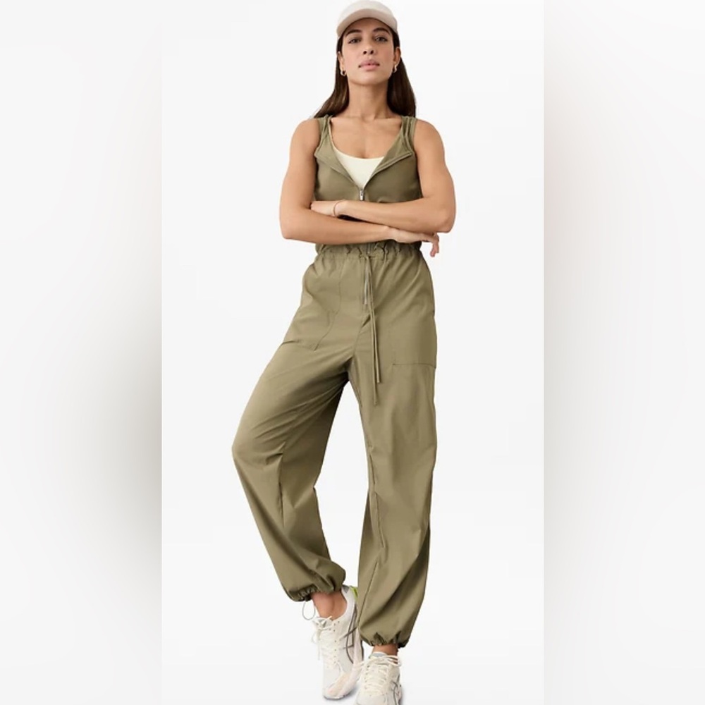 Army tan romper Athleta